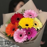 Bright bouquet of multi-colored gerberas