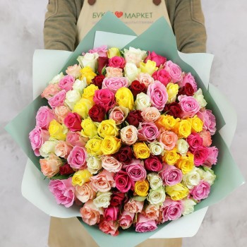 Author's bouquet of 101 multi-colored roses