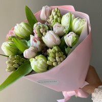 Hyacinths and Tulips in the bouquet “Spring Affirmations”